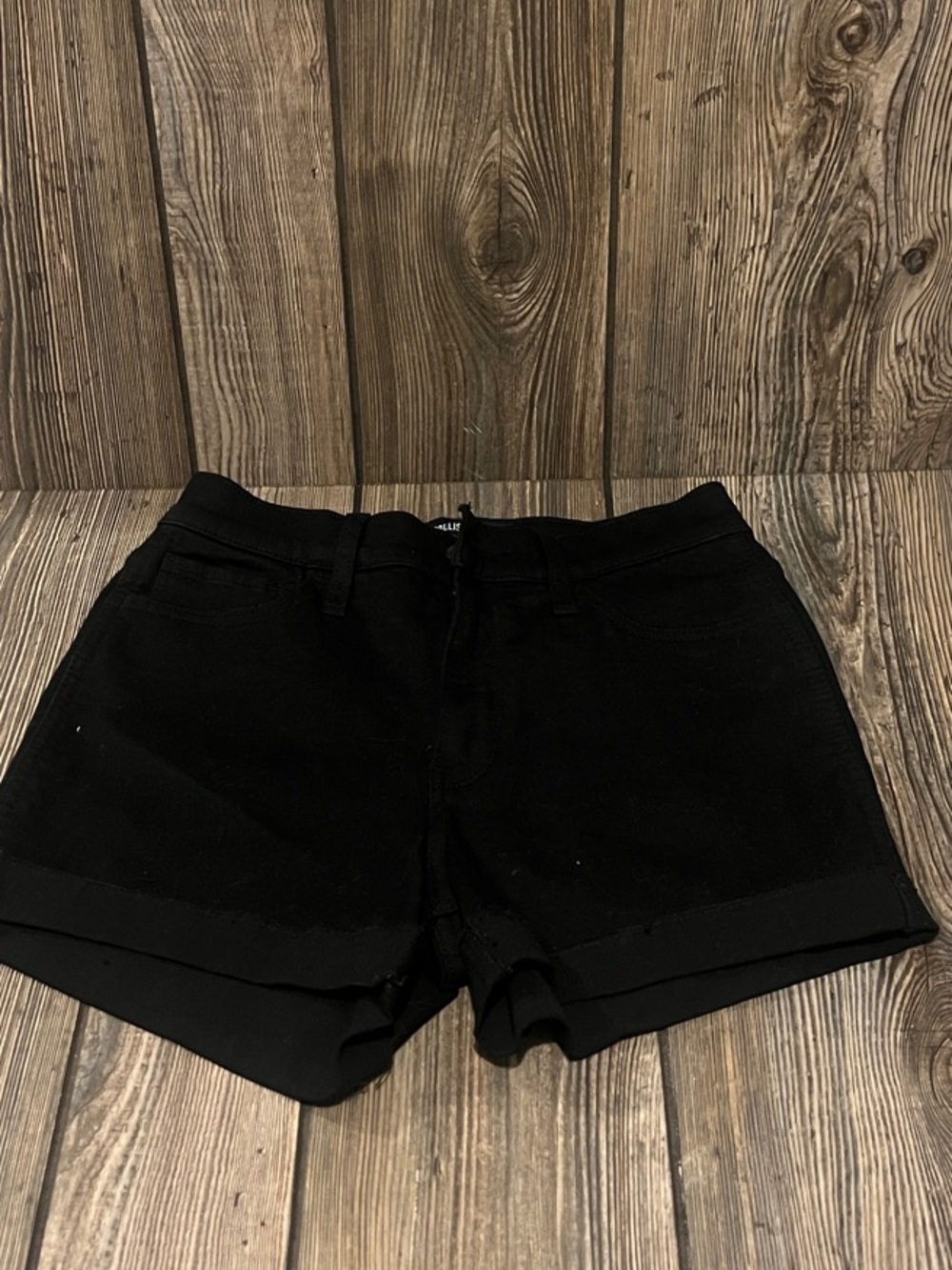 Jr Black Casual Roll-Hem Shorts